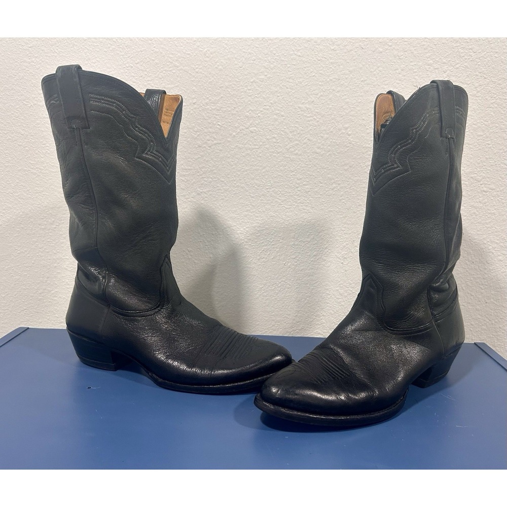 Nocona Vintage Boots Men's 11.5 D Black Leather Made in USA Cowboy Western